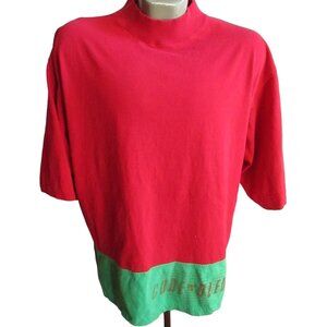 Large Vintage Mens T-shirt Single Stitch 1980's Code Bleu Canada Colorblock